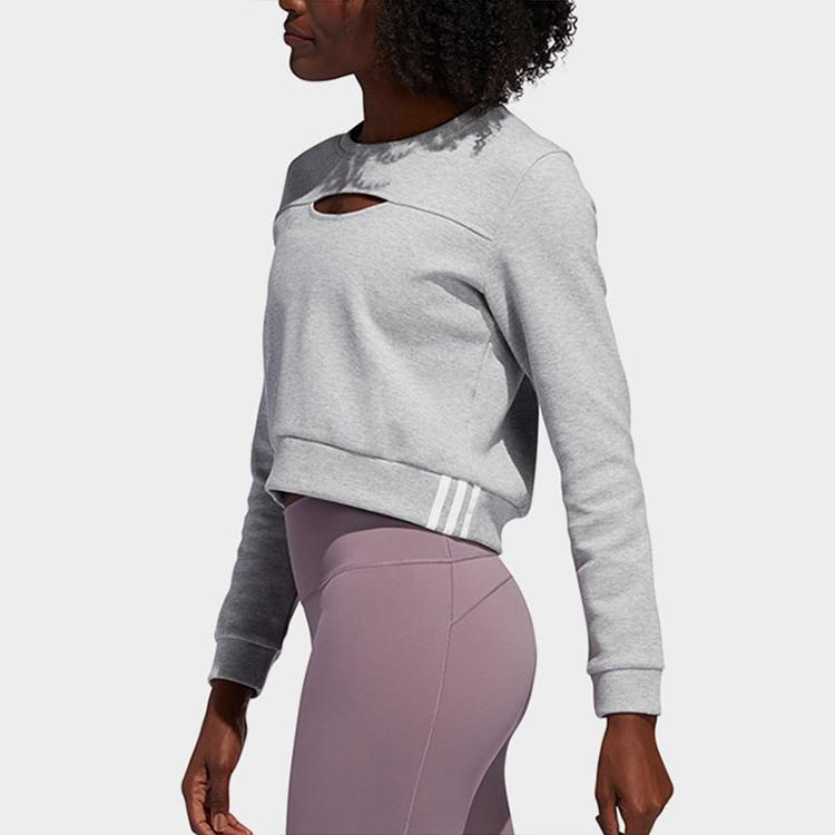 Adidas Cropped Training Sweatshirt Women Tops Grey FJ7320