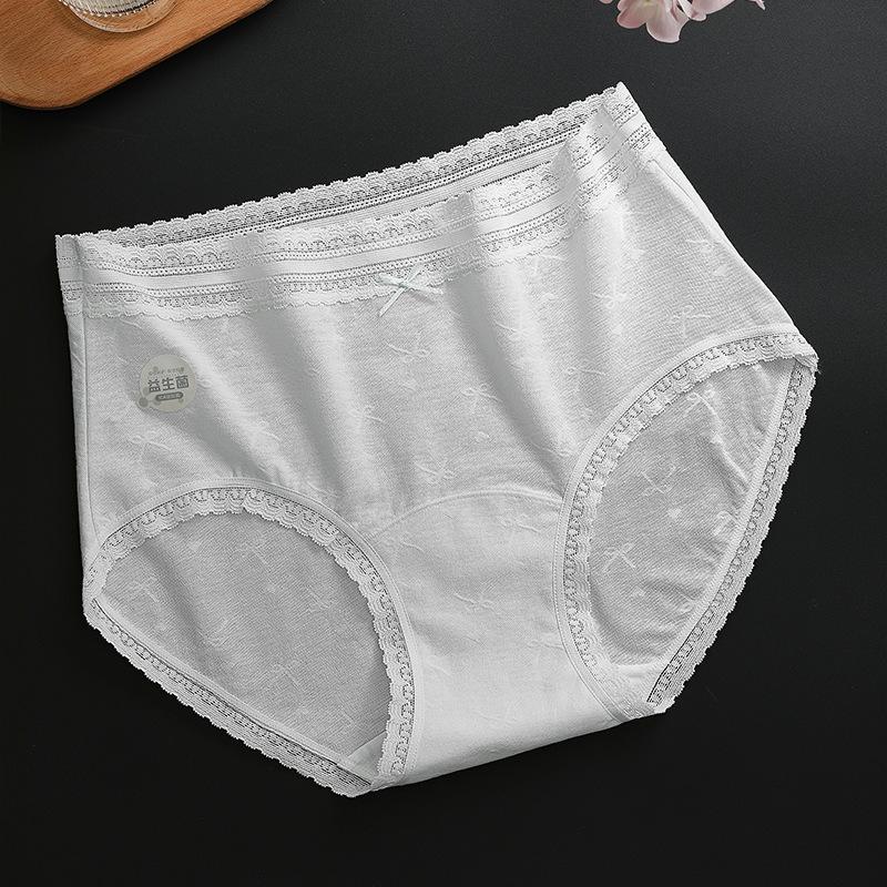 Calcinhas Femininas de Algodão Jacquard com Laço Respirável de Entrepernas Longo para Primavera e Outono