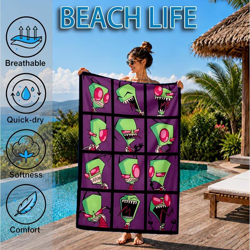 Alien Invasion Pattern Beach Towel, Microfiber Beach Towel, Perfect For Pool, Beach, Travel, Home Decor Beach Party Fan Gifts