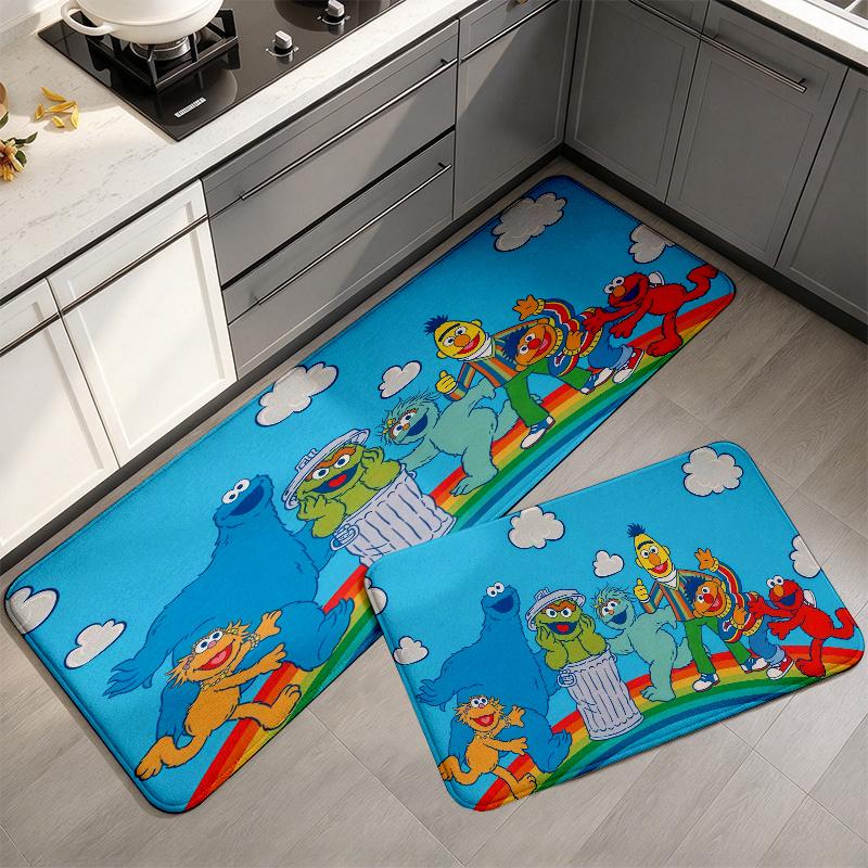 Sesame Street2 Flannel Kitchen Mat Christmas Soft Area Rug Non Slip Floor Carpet Home Decoration