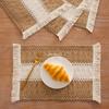 1pcs Boho Placemats Set Natural Cotton Burlap Farmhouse Place Mats with Tassels for Home Dining Wedding Table Kitchen Decor