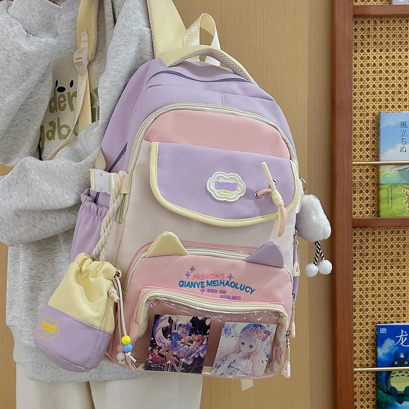 Cute Gaoyan College, Small Style, Fresh and Transparent Pain Bag, High School Student Large-capacity Schoolbag, High School Student Backpack