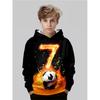 Boys' Fashionable 3D Printed Casual Hooded Sweatshirt, Football Spring and Autumn Winter Long Sleeved Sportswear, Size 7