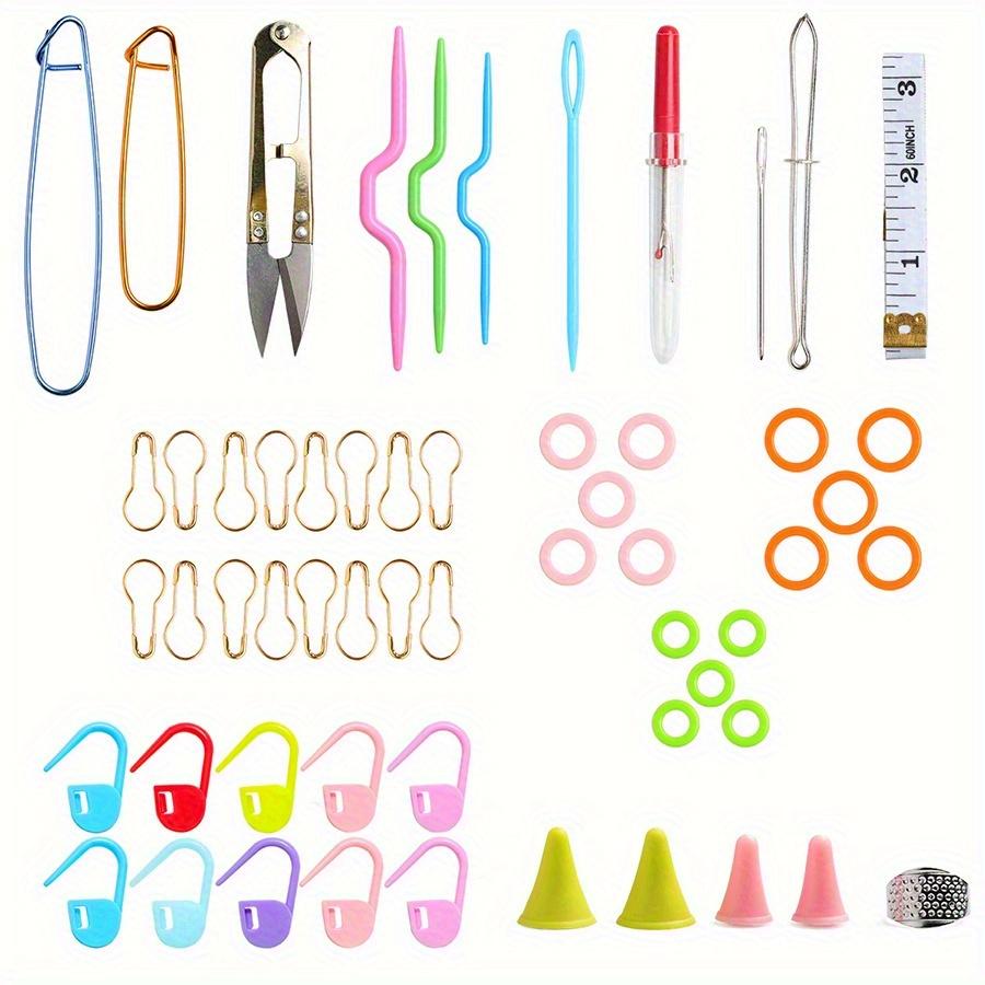 52pcs/set Complete Knitting Crochet Accessories Kit with Stitch Markers, Row Counter, Needles & Storage Box JXB