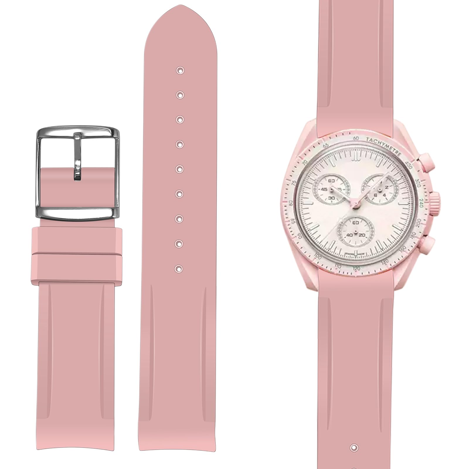 

[Korlexchi] Watch Band, Silicone, Compatible with Moonswatch, Omega X, Swatch, Speedmaster, Unisex Strap, 20mm, Waterproof, Soft, Watch Accessory