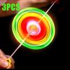 3pcs Kids Creative Led Bracing Wire Luminous Toy Flywheel Flash Spinning Top Light-emitting Gyro Shining Pull Line Whistle Glow Flywheel