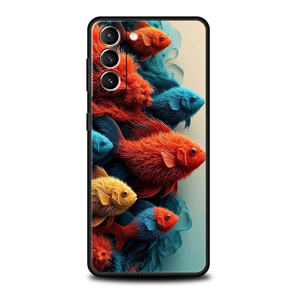 Phone Case Cover for Samsung Galaxy S25 Edge S24 S23 S22 S20 S21 FE Ultra S10 S10E Plus 5G Soft TPU Capas Blue Ocean Fish Capas