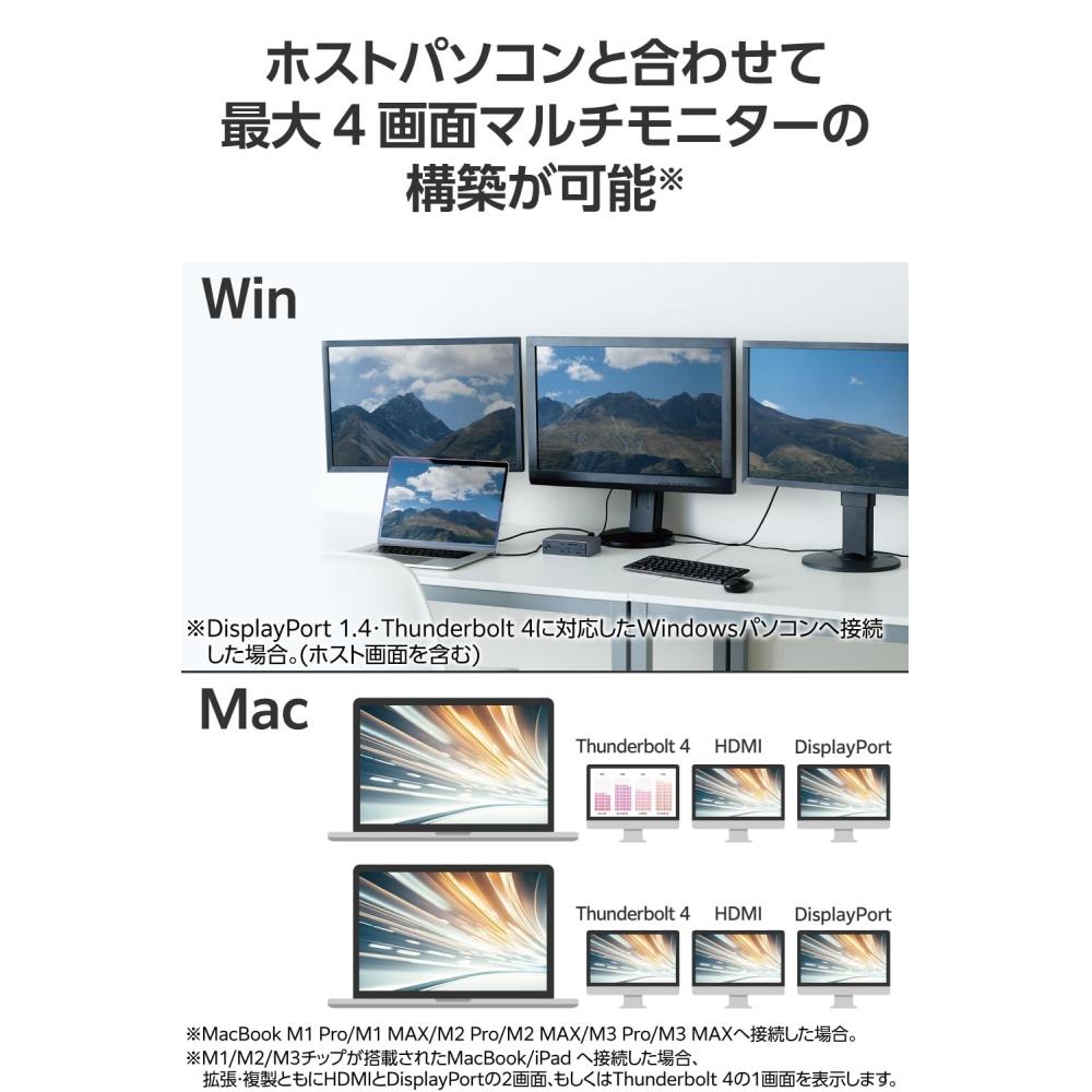 ELECOM USB-C Hub Docking Station 14in1 Thunderbolt4 Compatible PD 60W 3 Screen Output HDMI Port Display Port LAN Port Magnetic Stand Included Vertical