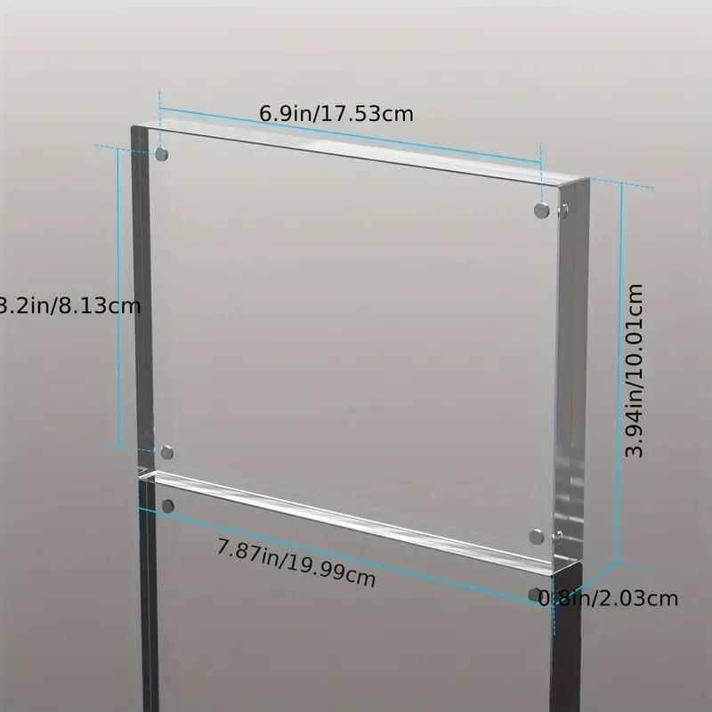 Dubbelsidig Akryl Magnetisk Sug 0,8 tum Tjock Fotoram Anpassad Självständig Ramlös Transparent Fyrkantig Ram Skrivbord