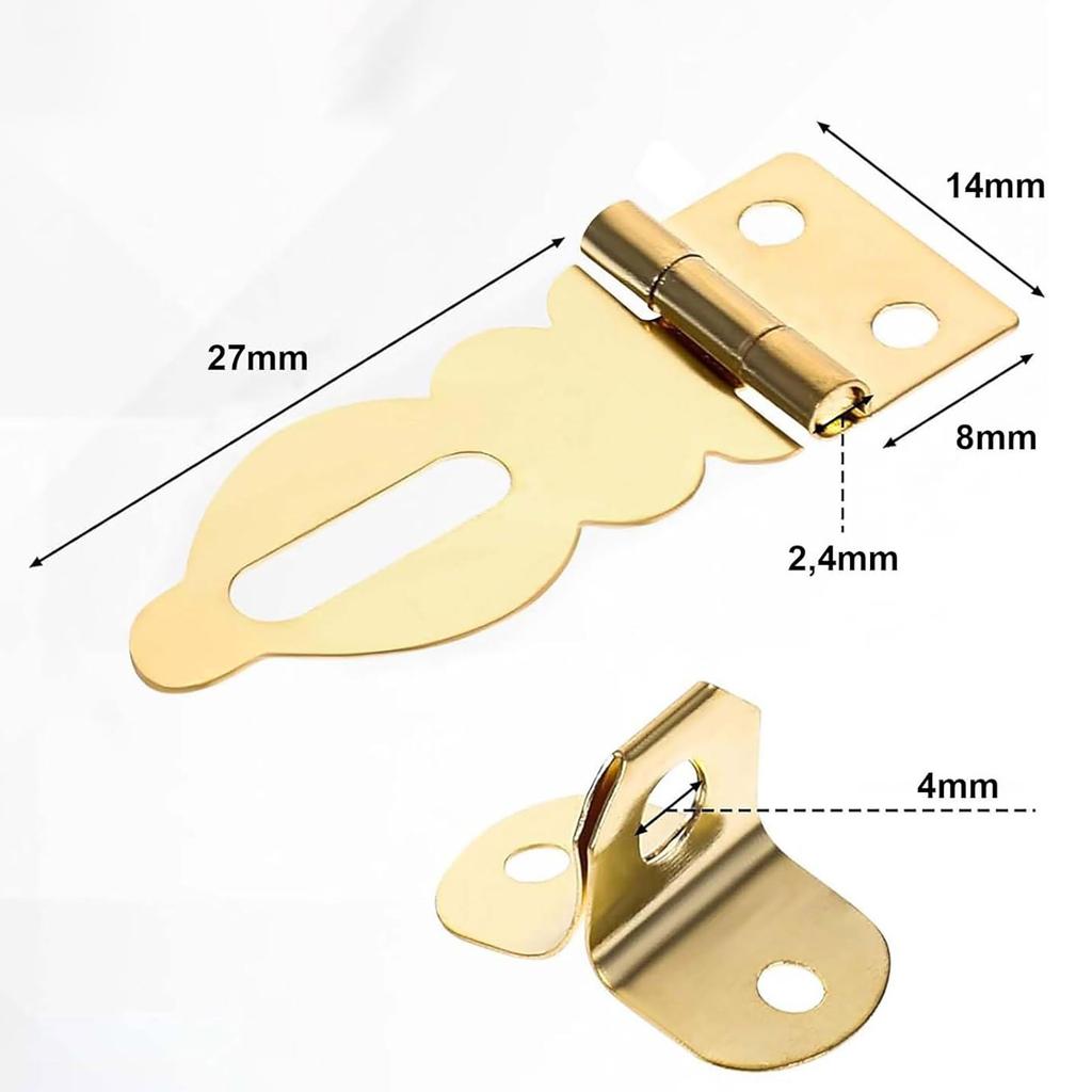 Pack Of 6 Mini Brass Padlock Hasps with Screws Gold Metal Hasp Locks Set for Jewelry Boxes & Wooden Storage Cabinets