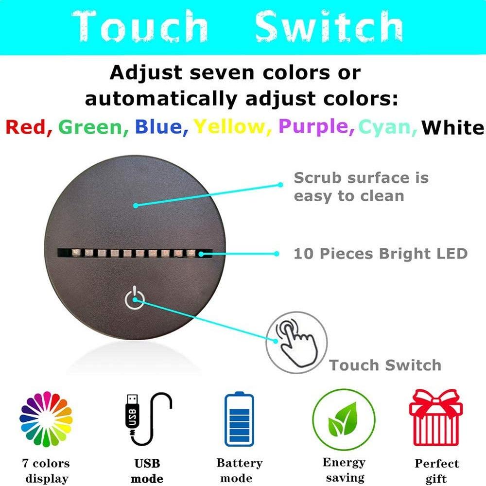 Dinosaur 3D Night Light with 7 Color Changes Black Base Dinosaur Toys Gifts Room Decor for Kids