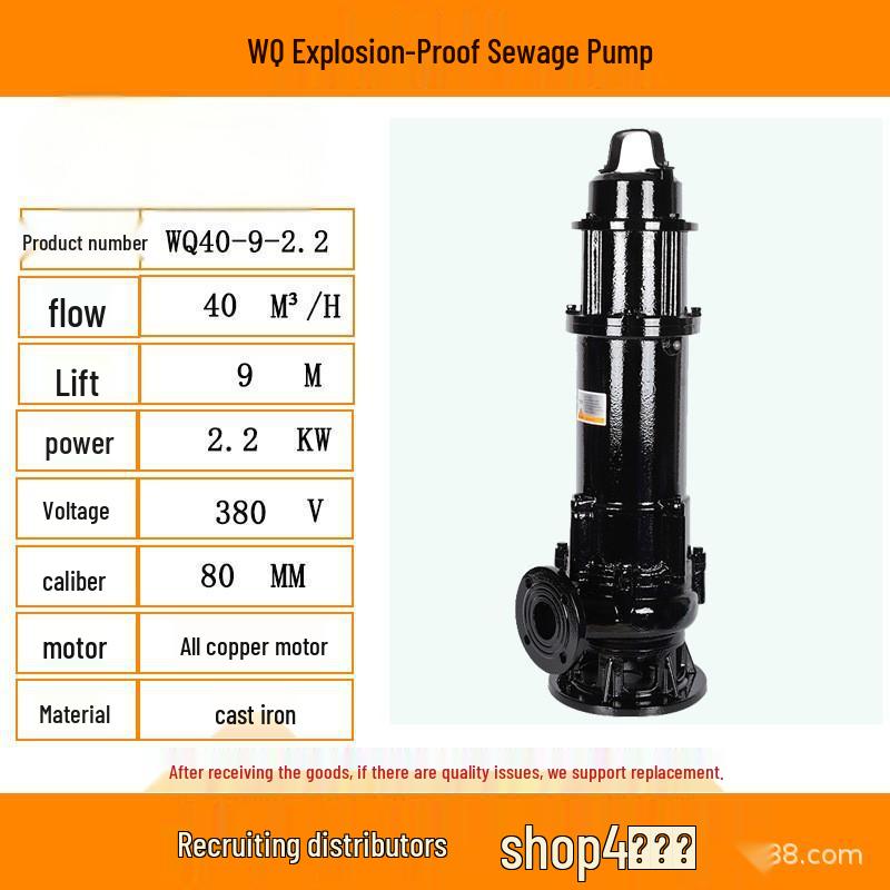 WQ High Flow Explosion-Proof Submersible Sludge Pump for Basements