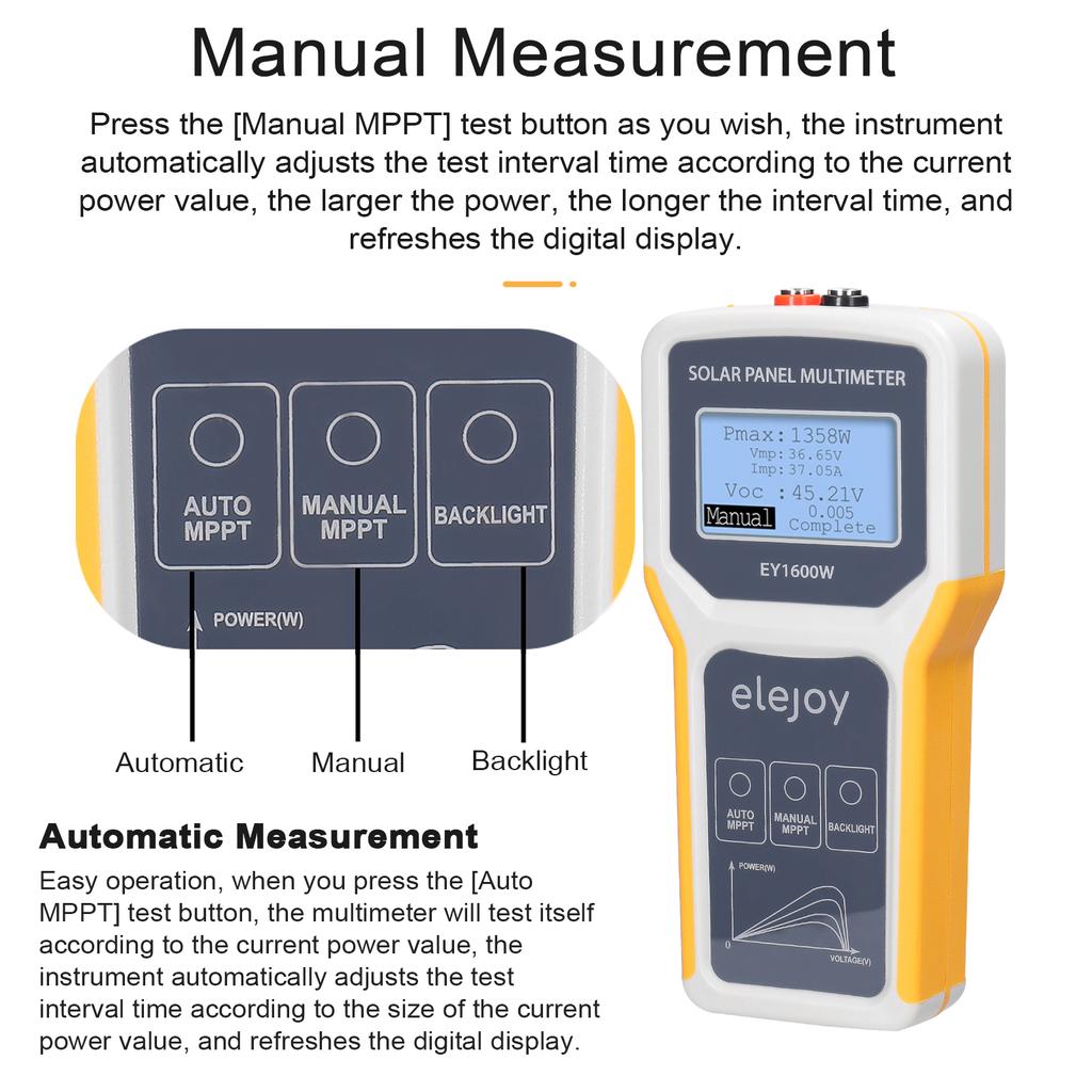 1600W Photovoltaic Panel Multimeter Solar Panel MPPT Tester Open Circuit Voltage Test Device Maximum Power Point