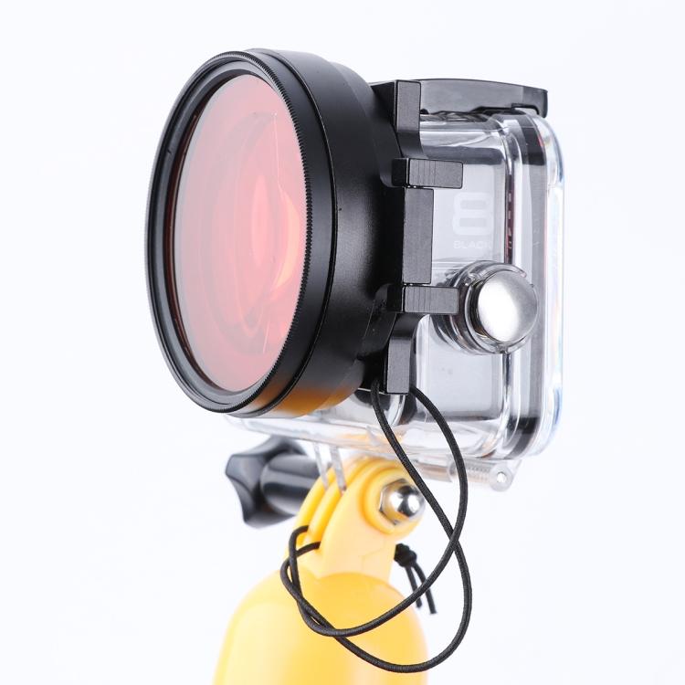 RUIGPRO for GoPro HERO8 Professional 58mm Color Dive Housing Lens Filter + Dive Housing Waterproof Case with Filter Adapter Ring & Lens Cap