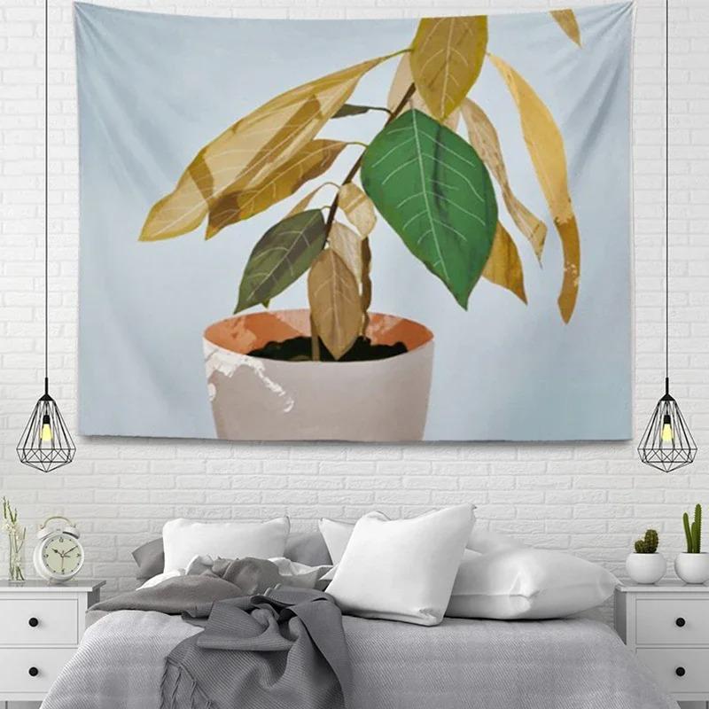 Простой Растение в Горшке Декоративный Гобелен Домашняя Стена Гостиная Офис Декоративный — фото 4