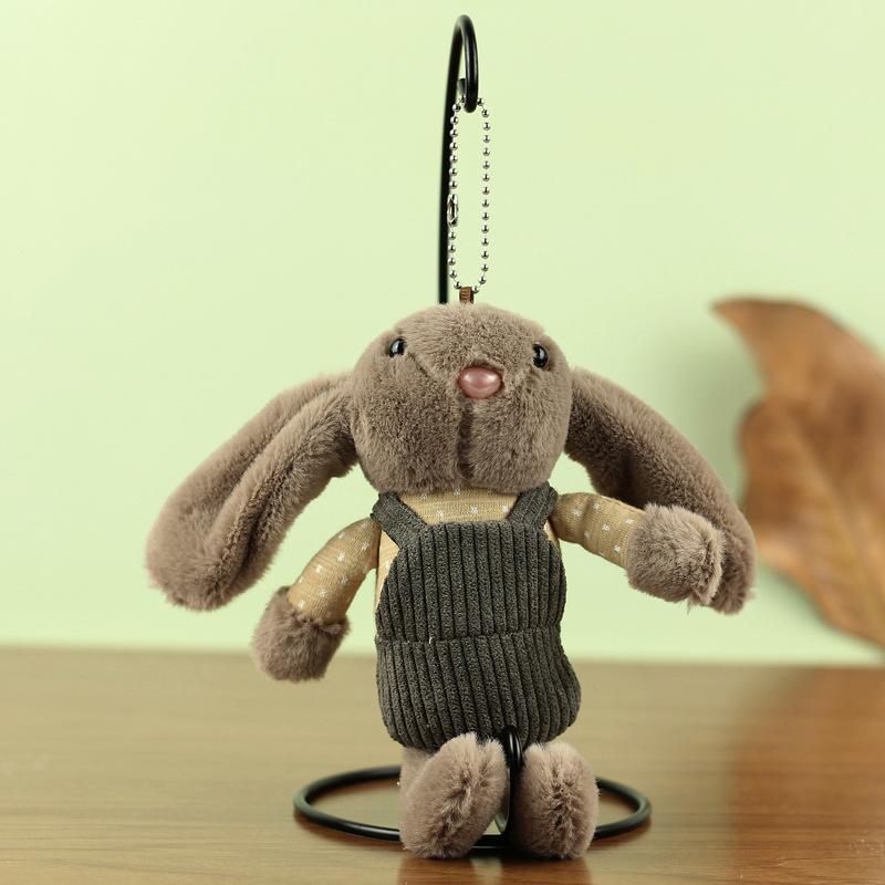 

Stuffed Bunny Pink Keychain Short Plush Rabbit Adorable Bag Charm Plush Toy светло-коричневого