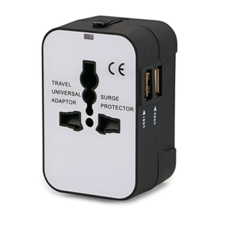 Factory Direct Sale Bison202 Dual USB 2.1A Universal Socket Adapter Global Universal Conversion Plug