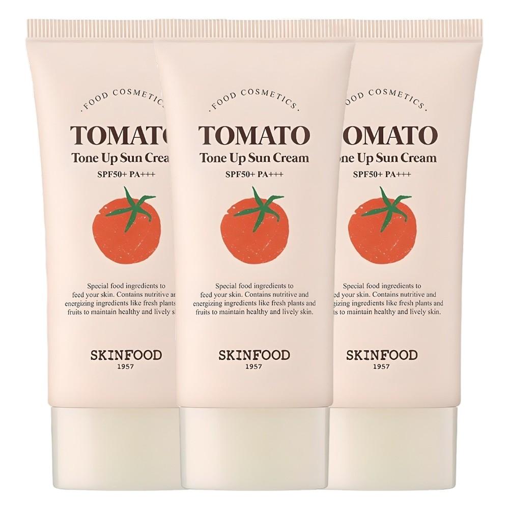 

SKINFOOD Tomato Tone Up Sun Cream SPF50+ PA+++ 50ml (3-Pack) - Brightening & Protective Daily Sunscreen - Korean Skincare Bundle