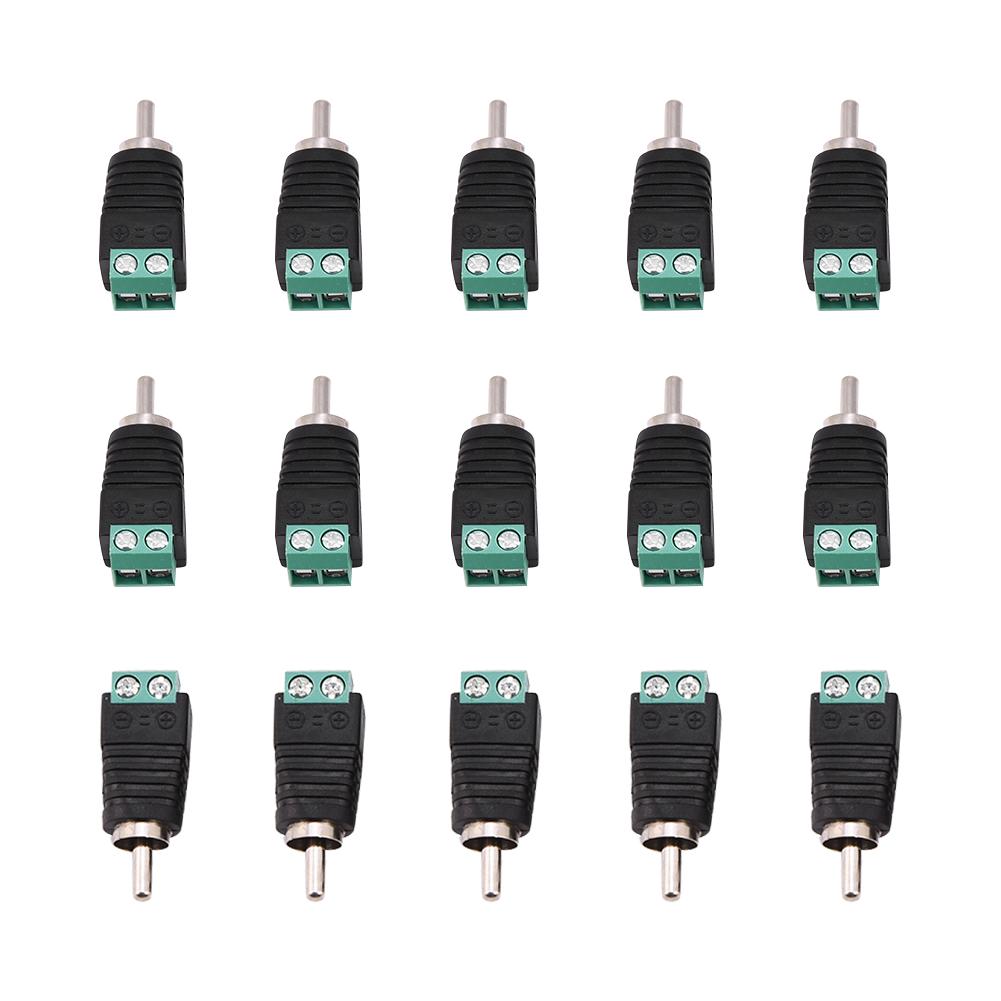 

15 Pcs RCA Male Plug to AV Screw Terminal o Video Connector Adapter
