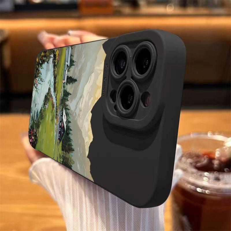 Rural Scenery PaintingFor iPhone 16 Pro Max 15 14 13 12 11 XS X XR 7 8 16 Plus SE 2020 16E Silicone Case Shockproof Soft Cover