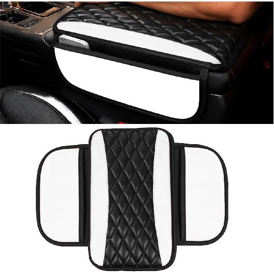 Leather Car Center Console Cover, Microfiber Leather Vehicle Armrest Protector Cushion with 2 Storage Bags, Universal Cars Armrest Cushion for SUV,