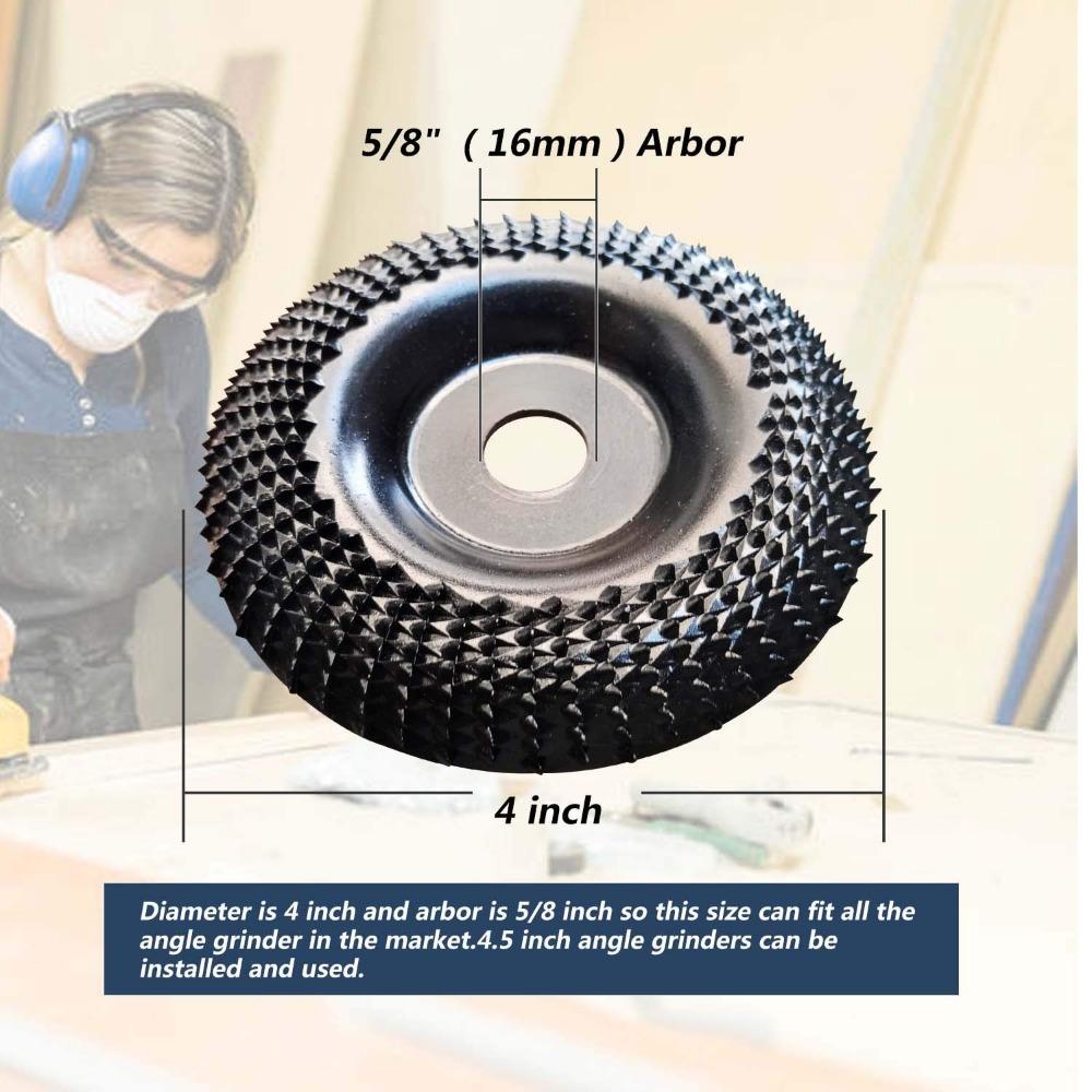 Grinder Wheel Disc 4 Inch Wood Shaping Wheel Wood Grinding Shaping Disk for Angle Grinders with 5/8" Arbor