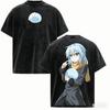 Maglietta Slime Rimuru Lavata Abbigliamento per tutto l'anno alta qualità personalità Vestiti Taglie Forti Unisex Nuovo Modello Lavato Vintage Ampio