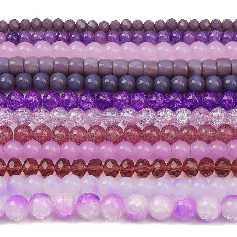 Lila Farbe Kristall Glas Perlen Lose Platz Perlen für Armband Halskette DIY Schmuck Handwerk Machen Zubehör