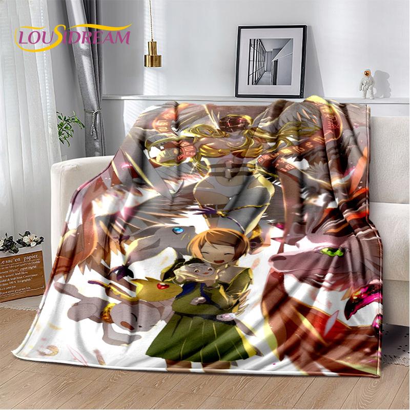 Cartoon Digimon Adventure Monster Soft Plush Blanket,Flannel Blanket Throw Blanket for Living Room Bedroom Bed Sofa Cover Child
