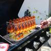 Foldable Stainless Steel BBQ Chicken Leg Rack with 14 Slots and Base Tray