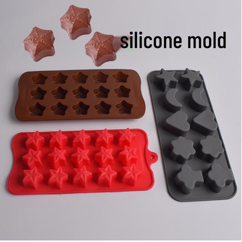 15-Cavity Star & Moon Silicone Mold for Candy, Chocolate, Fondant, Cake Decoration, and Epoxy Resin
