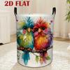 Dirty Laundry Basket Colorful Bird Design Perched On a Branch Made of Polyester Fiber Toy Storage Basket Suitable for Bedroom