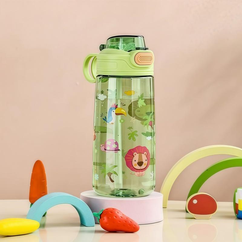 550ml Kreslená zvířátka Láhev na vodu Přenosná Bezpečnostní zámek Roztomilý Kelímek se slámkou Dětská Nepropustná Nádoba na pití Pro Venkovní Kempování Cestování