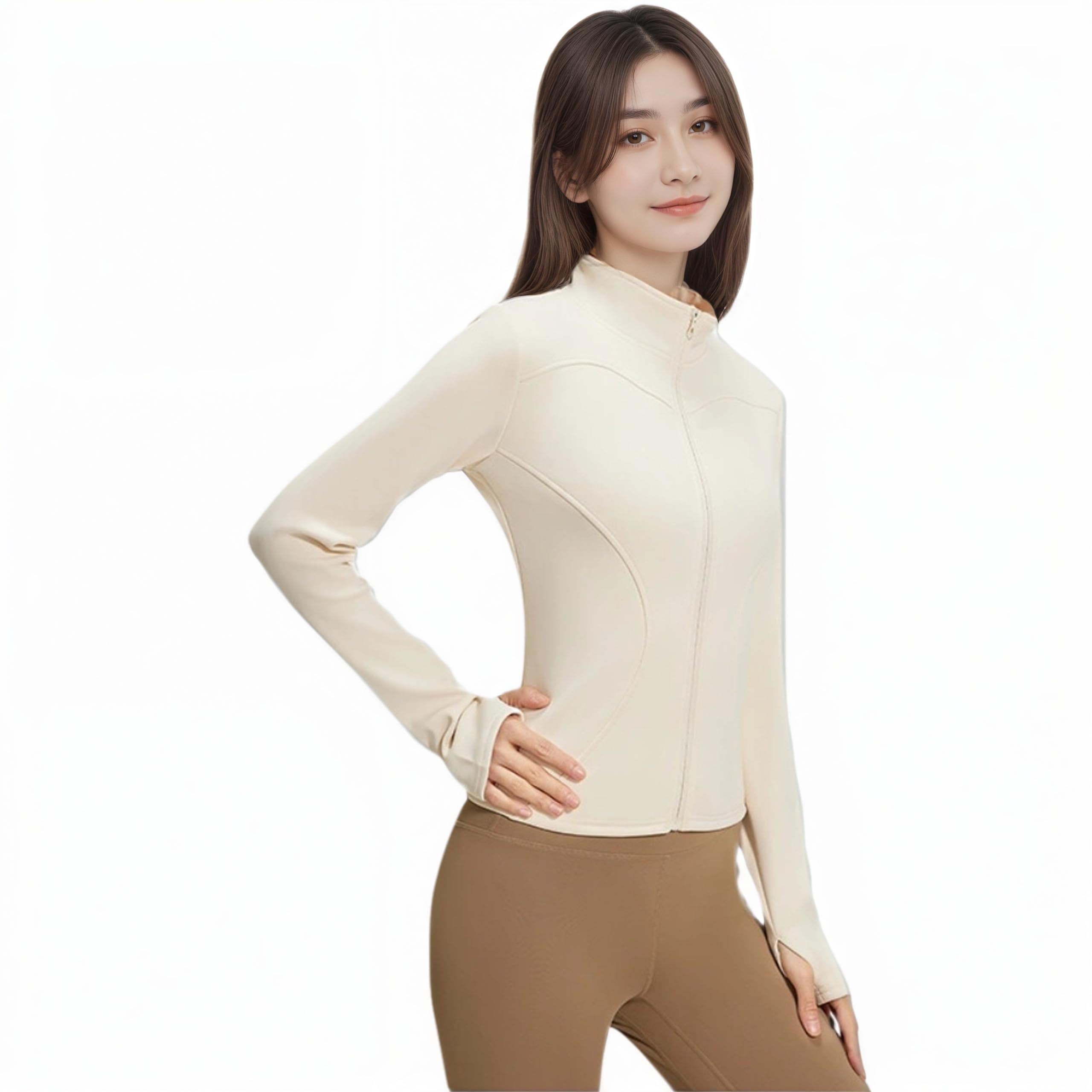 

Yoga Super Warm Fleece Slimming Cold and Everyday Wear Women s Jacket, Full-Zip, Lining, Silhouette, Thumbholes, Stretch, Warm, Weather, Fall/Winter,