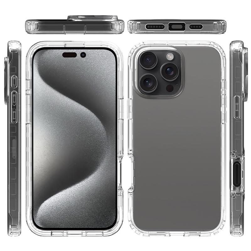 For iPhone 16 Pro Max Clear Case Shockproof TPU+PC Hybrid Phone Cover