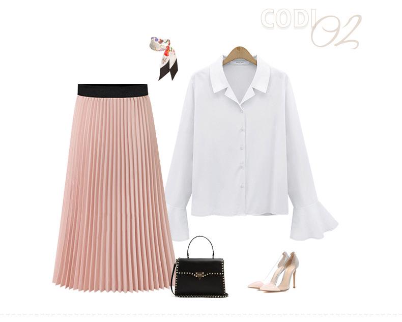 Women's Plus Size Chiffon Pleated A-Line Skirt - Summer Korean Style, High Waist, Medium to Long Length