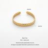 QIAOREN 12649 18K Gold Plated Stainless Steel Wheat Leaf Cuff Bracelet Adjustable Open Bangle Anti Tarnish Wrist Jewelry