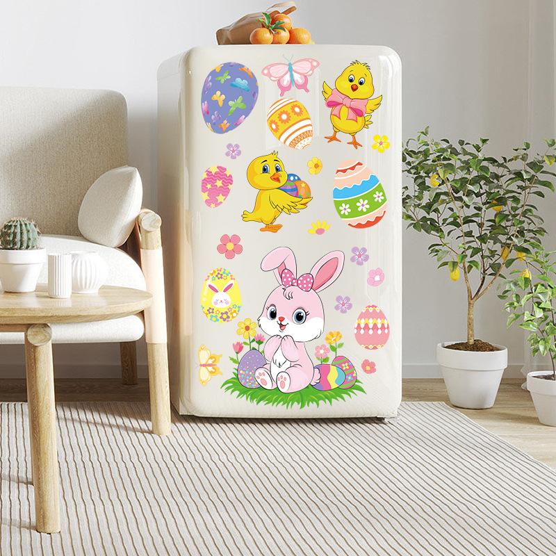 Easter window stickers glue-free static electricity sucking command 9 sets of cute cartoon decorative eggs