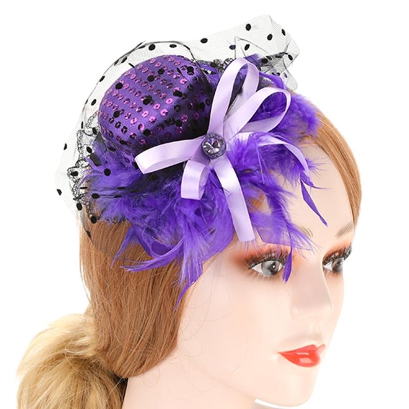 

Feather Top Hat Shape Hair Clip Girls Halloween Hair Hairpins Lovely Hair Clip 1 фіолетовий