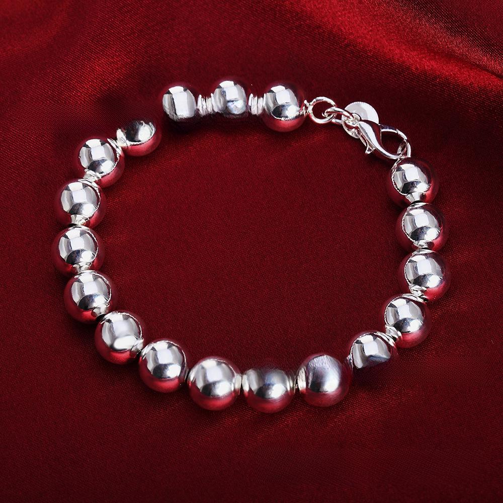 Electroplated Silver Bracelet - Classic Retro Buddhist Beads, 8MM, Hot-Selling Fashion Jewelry