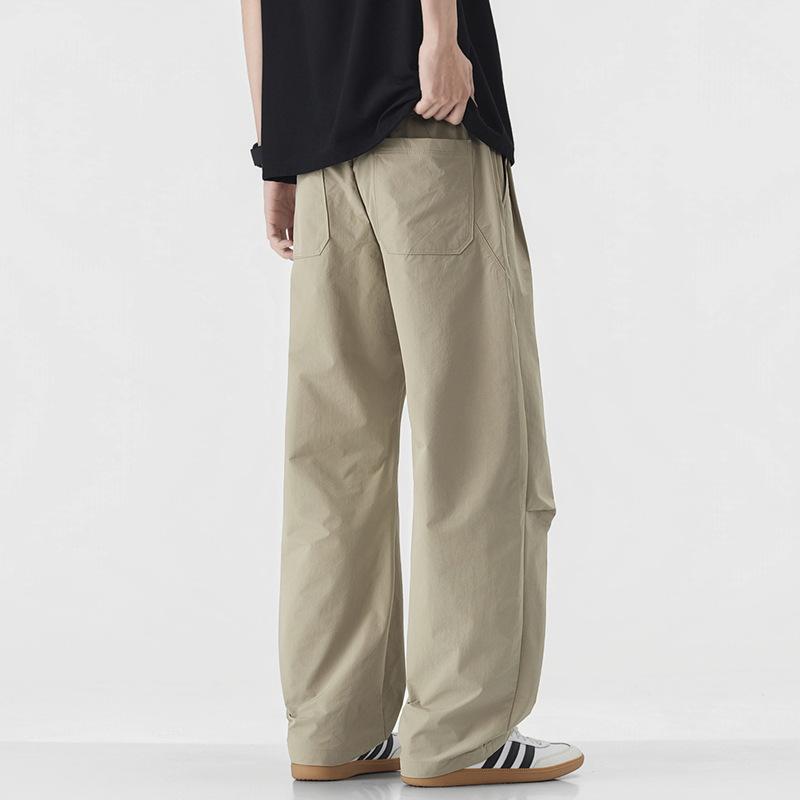American solid color casual pants men's summer new loose straight wide leg drape tooling trousers wholesale