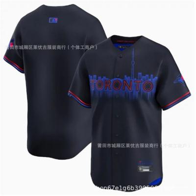 Toronto Blue Jays Mens Full Embroidery Short Sleeve V-Neck Baseball Jersey Blank Sports Top
