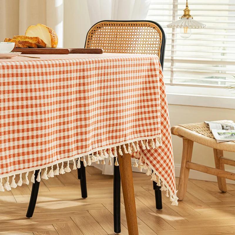 

Houndstooth Lattice Tablecloth Thickened Coffee Table Cover Fresh Checkered Tablecloth Simple Household Rectangular Meal 100x135cm