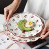 8/10 Inch Flower-shaped Serving Plate Cherry Blossom Dinner Dishes Ceramic Dessert Plate Microwave Safe Dinnerware
