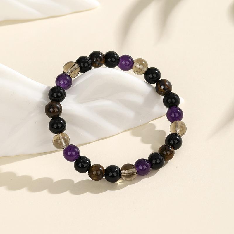 

Мужской глазурованный браслет из аметиста и тигрового глаза Мужской модный браслет из аметиста с черным светом