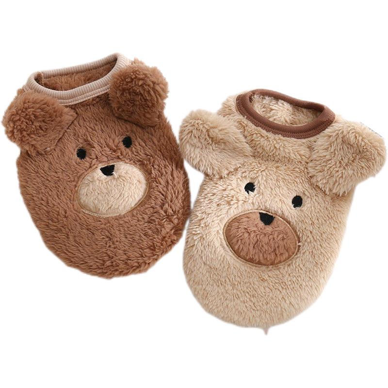 Pet cute small dog poodle teddy dog cat clothing autumn and winter vest warm lamb wool spring and autumn models