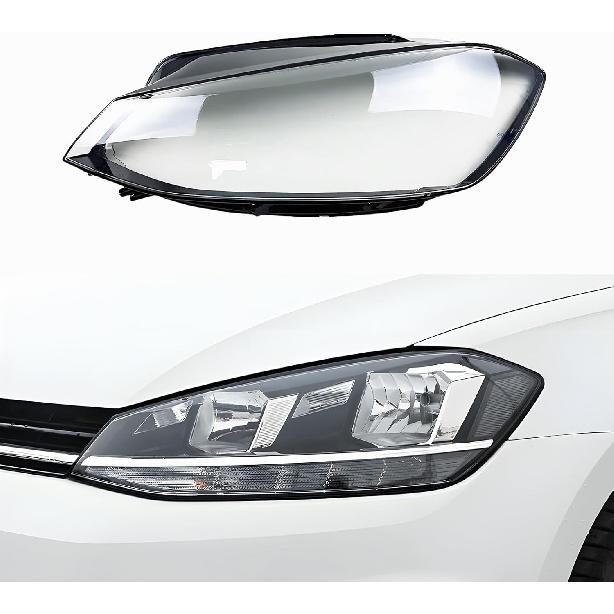 Car Headlight Lens Cover, Compatible with VW Golf 7.5 MK7.5 GTI GTR 2018-2020, Transparent Headlight Shell Lens(A Pair)