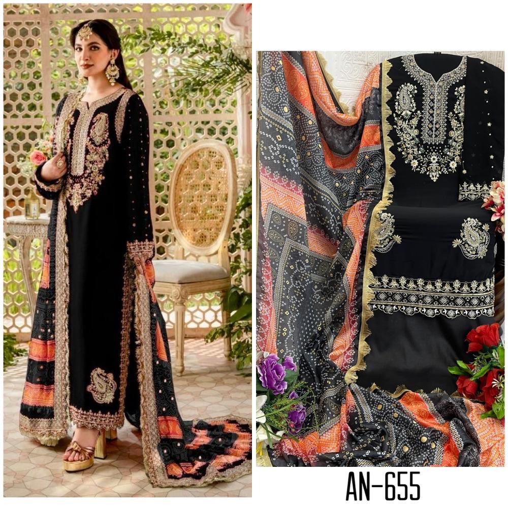 Heavy Pure Fox Georgette With Heavy Embroidered Very Beautiful Design And Sequence Work High Quality Material |Semi Stitched