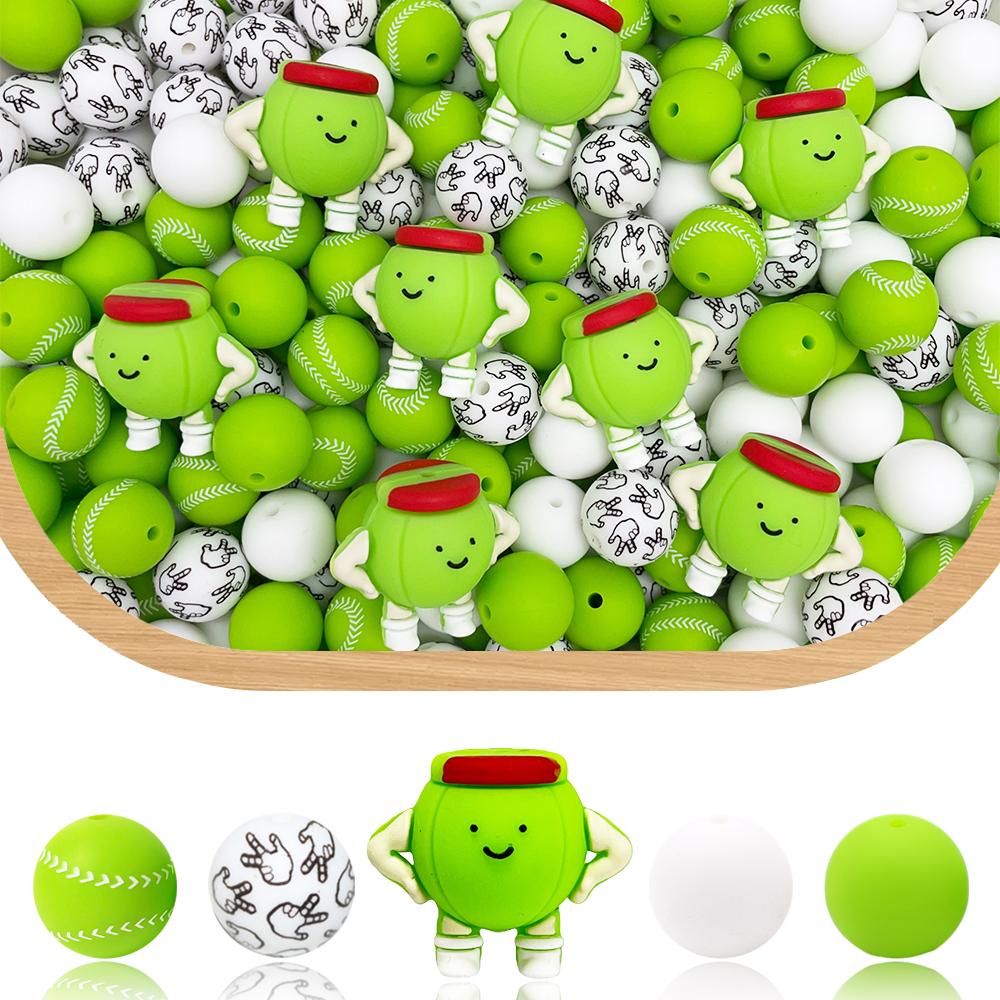 

25/86PCS sports figurine silicone bead set, perfect for DIY handmade crafts such as keychains, necklaces, bracelets, etc