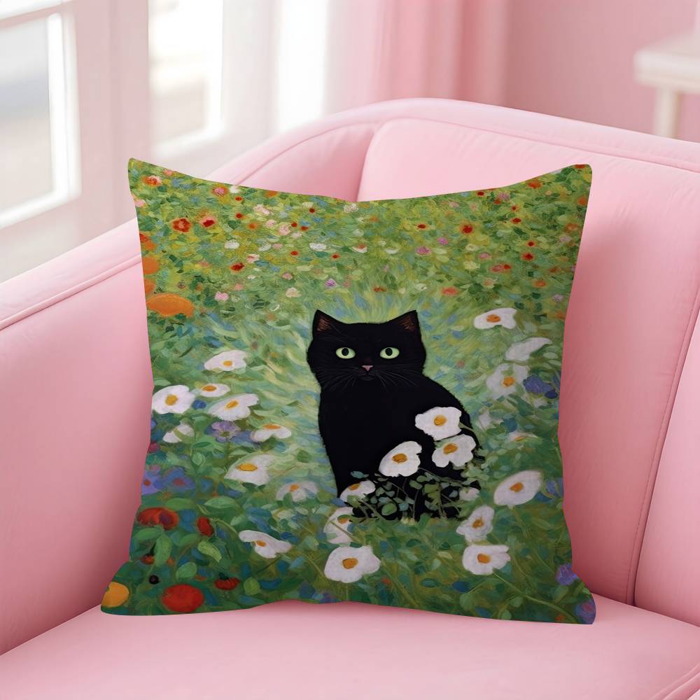 Painting Of A Cat Cushion Cover Pillowcase Upholstery Sofa Throw Pillow Home Decor Pillowcas